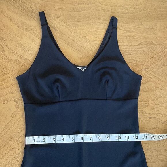 Vintage 90's Black Ribbed Stretch Mini Dress Size Small - Picture 10 of 13